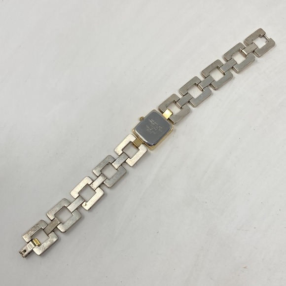 Vtg Anne Klein II Watch Women 16mm Gold Silver Tone Tank Square Link New Battery - Picture 15 of 16